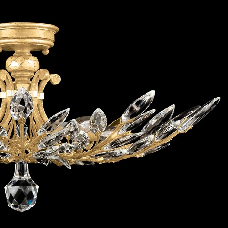 Crystal Laurel 28" Round Semi Flush Mount