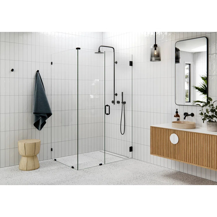 Illume 32 in. x 78 in. 90-degree Fully Frameless Wall Hinged Glass Shower Enclosure
