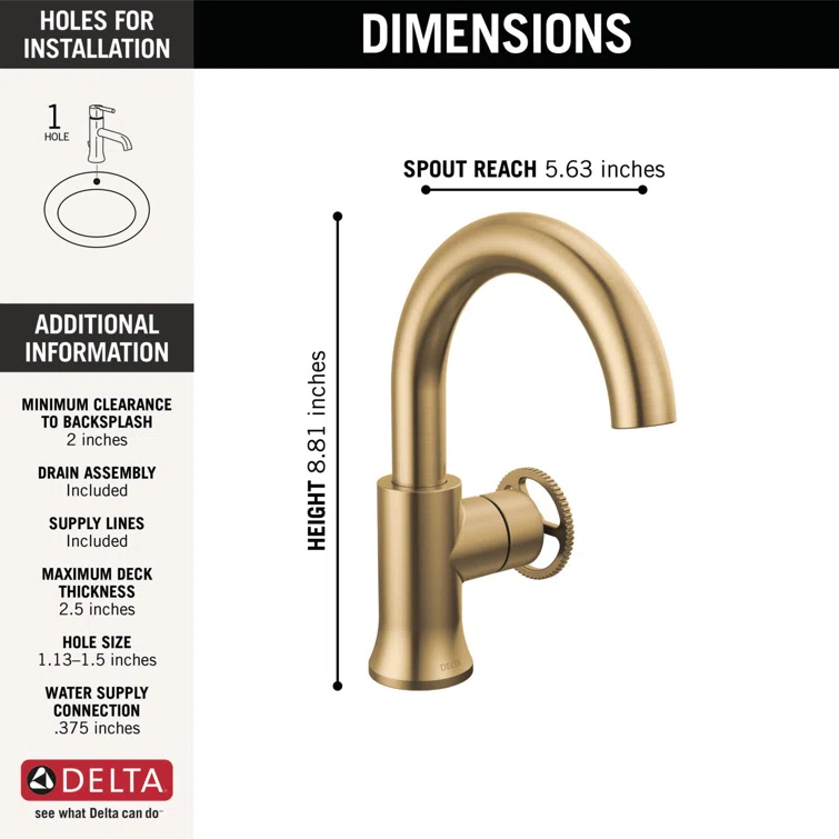 Trinsic Single Hole Bathroom Faucet with Wheel Handle, Single Handle Bathroom Sink Faucet