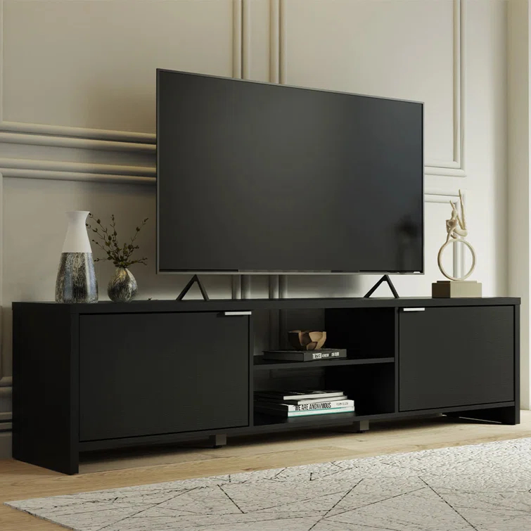 Ebern Designs TV Stand Large Media Console with Cable Management for 65, 75 Inch Media Storage Gaming Living Room Entertainment Center Modern Wooden Television Cabinet & Reviews | Wayfair