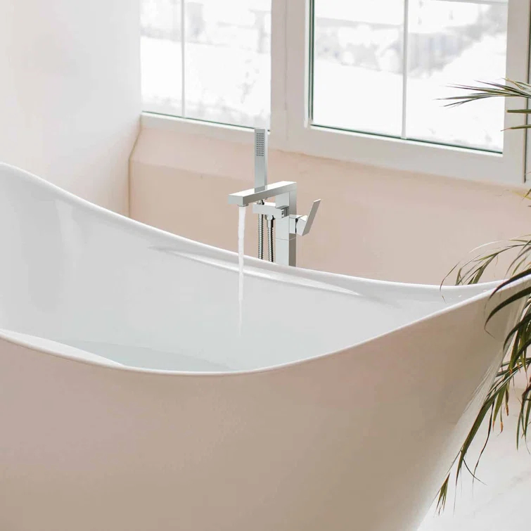 Cube Floor Tub Spout with Diverter