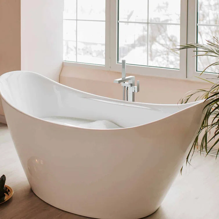 Cube Floor Tub Spout with Diverter