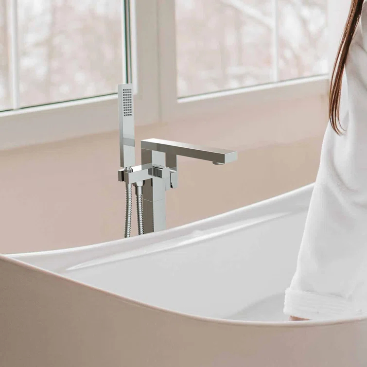 Cube Floor Tub Spout with Diverter