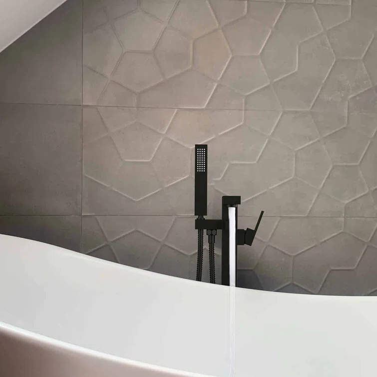 Cube Floor Tub Spout with Diverter
