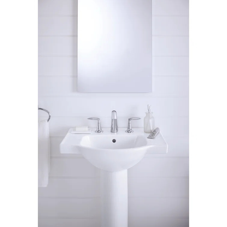 Kohler Alteo Widespread Bathroom Faucet with Pop-Up Drain Assembly, 3-Hole 2-Handle Bathroom Sink Faucet, 1.2 gpm