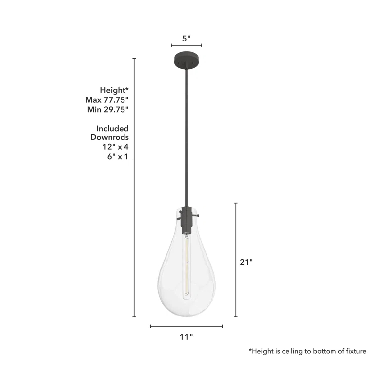 Lundin 1 - Light Single Tear Drop Pendant