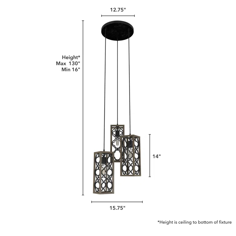 Gablecrest 3 Light Rectangle Cluster Pendant