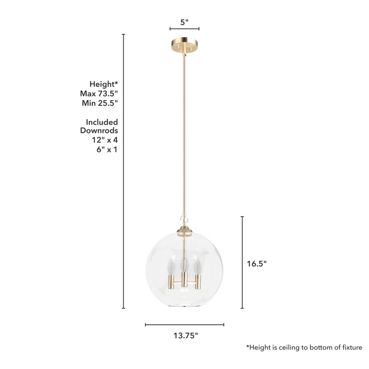 High Oaks 3 Light Globe Pendant