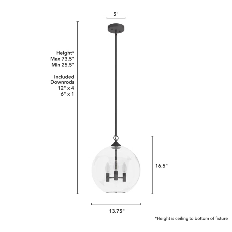 High Oaks 3 Light Globe Pendant