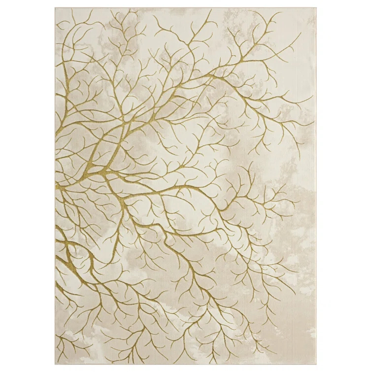 Ksamil Abstract Area Rug In Beige/Gold