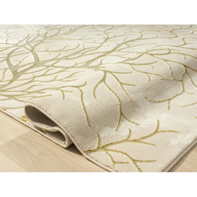 Ksamil Abstract Area Rug In Beige/Gold