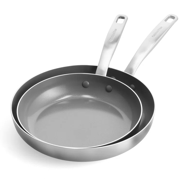 GreenPan Chatham Healthy Ceramic Nonstick Stainless Steel 2 Piece Frying Pan Set