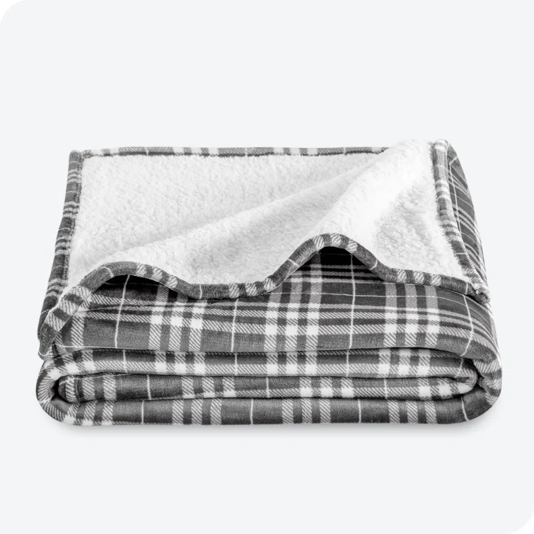 Bare Home Bare Home Printed Sherpa Fleece Blanket - Warm & Lightweight - Soft Plush Blanket - Reversible