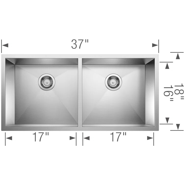 Blanco 516212 Precision 32" L x 18'' W Double Bowl Stainless Steel Undermount Kitchen Sink