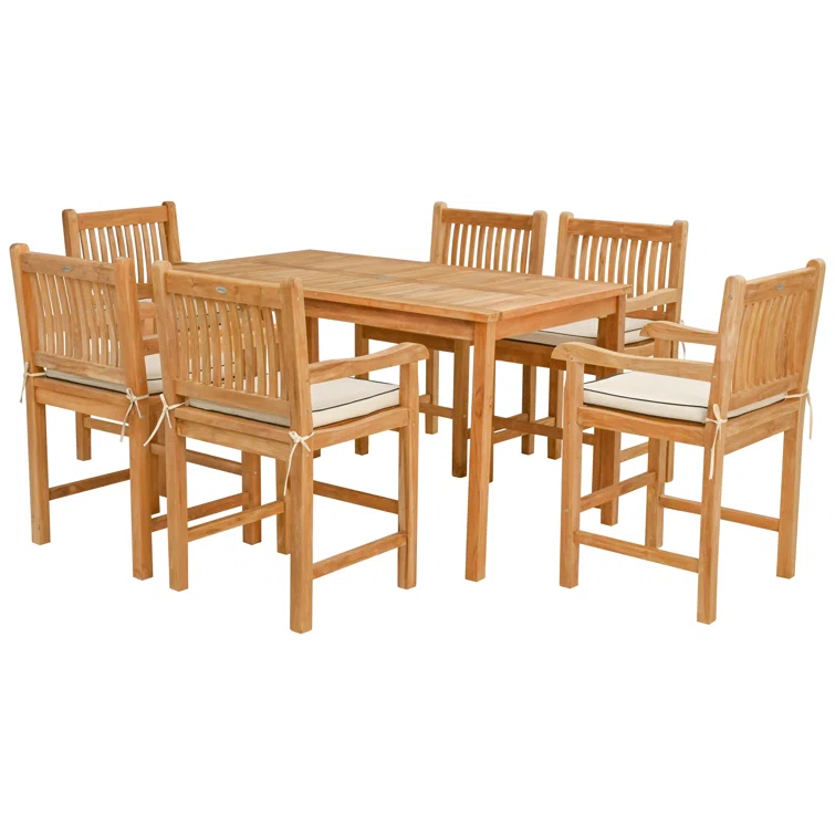6 - Person Rectangular Outdoor Dining Set with Cushions