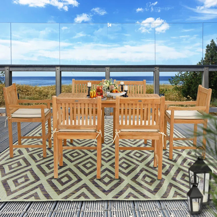 6 - Person Rectangular Outdoor Dining Set with Cushions