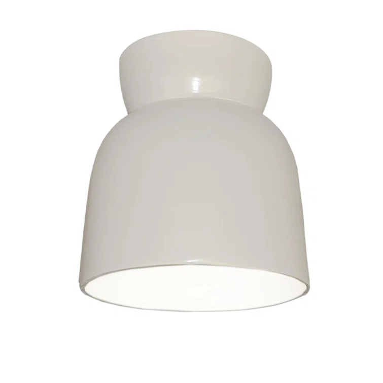 Gloss White Ceramic LED Indoor/Outdoor Flush Mount Light