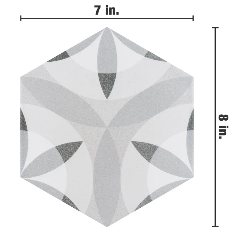 Hexatile 7"x 8" Porcelain Moroccan Wall & Floor Tile