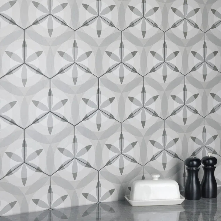 Hexatile 7"x 8" Porcelain Moroccan Wall & Floor Tile