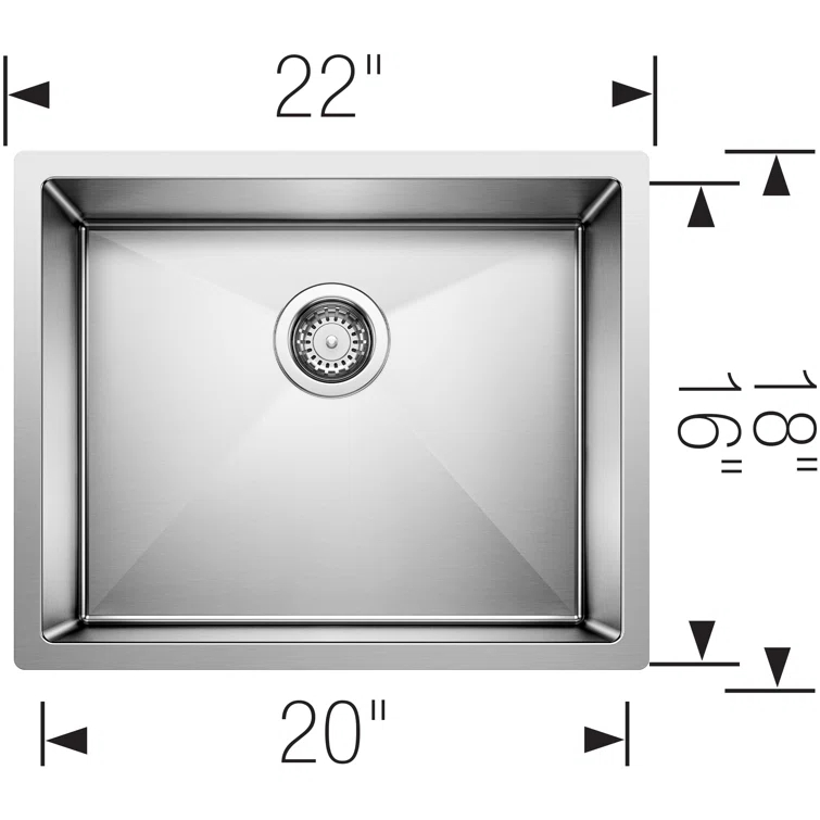 Blanco 516223 Precision 22" L x 18'' W Single Bowl Stainless Steel Undermount Kitchen Sink
