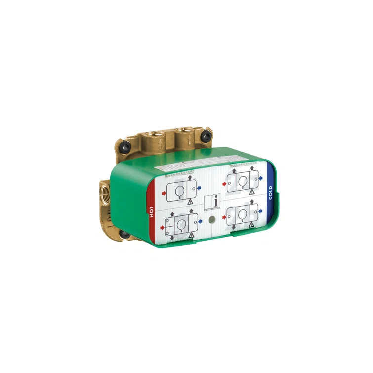 Green and Brass Thermostatic Shower Valve Rough