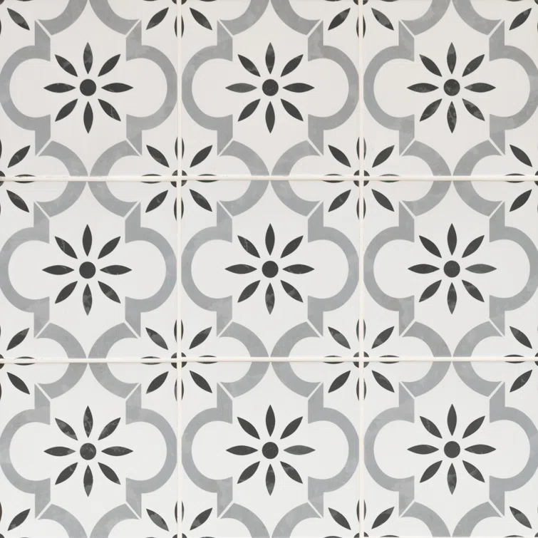 Ackland Amara 8" x 8" Encaustic Look Matte Porcelain Floor & Wall Tile