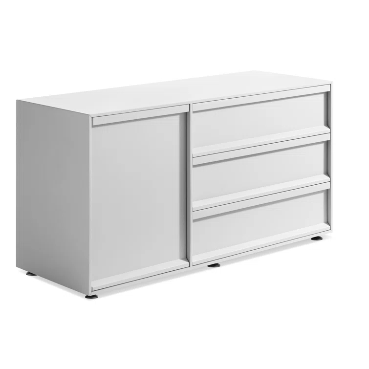 Superchoice White 1 Door/3 Drawer Modern Credenza