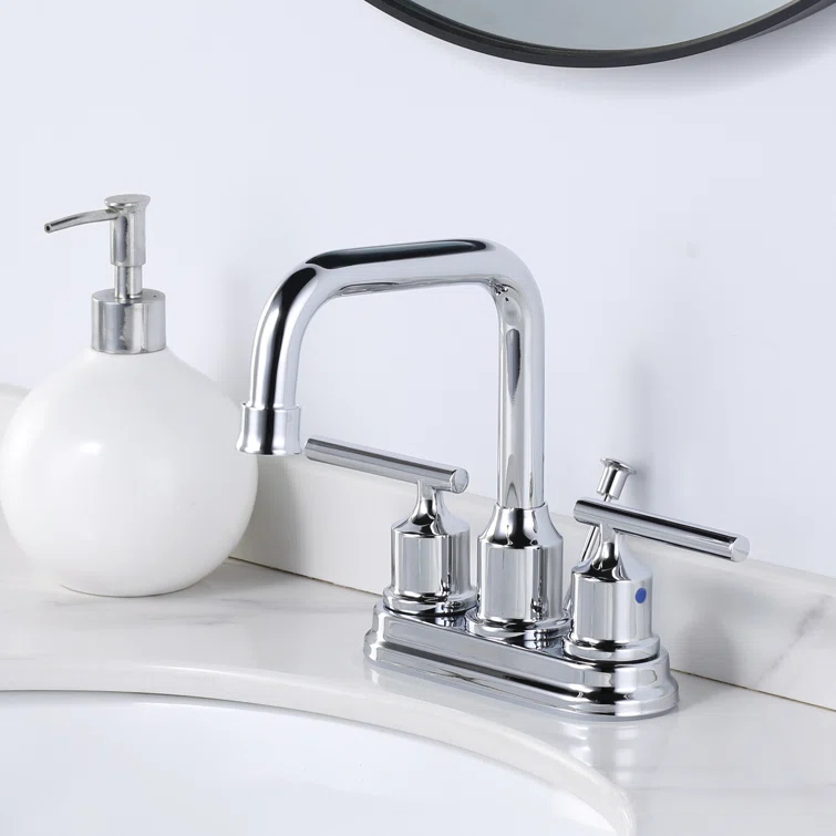 Centerset 2-handle Bathroom Faucet with Drain Assembly