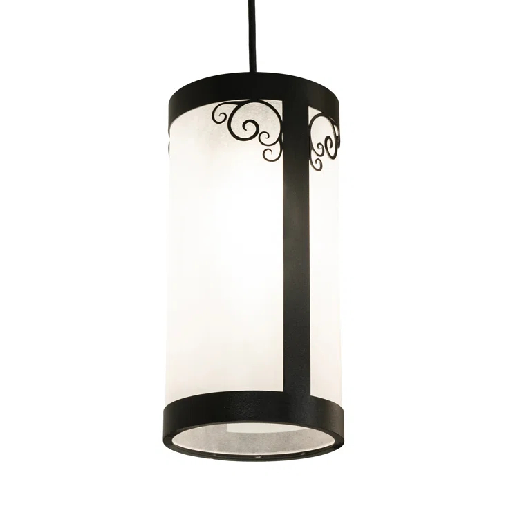 Black Wrought Iron 5-Light Chandelier with Acrylic Shades