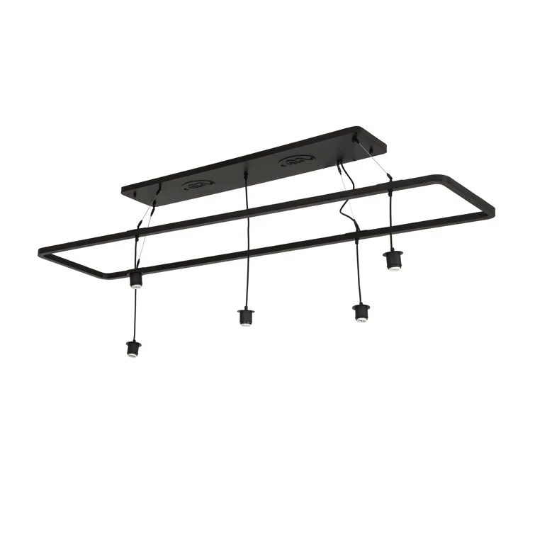 Black Wrought Iron 5-Light Chandelier with Acrylic Shades