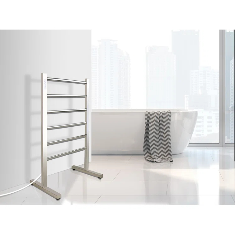 Ibiza Electrical Freestanding Towel Warmer, Polished, Plug-in, 6 Bars