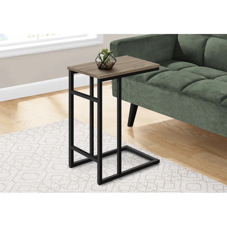Accent Table C-shaped, End, Side, Snack, Living Room, Bedroom, Metal, Laminate, Contemporary