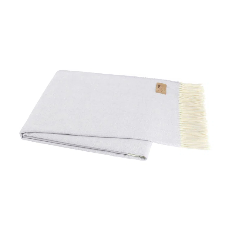 Purple Italian Herringbone Wool Throw Blanket