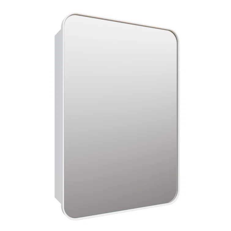 Stainless Steel Recessed Framed Single Door Medicine Cabinet with Adjustable Shelves