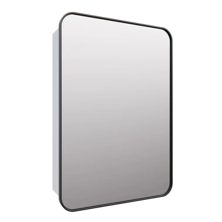 Stainless Steel Recessed Framed Single Door Medicine Cabinet with Adjustable Shelves