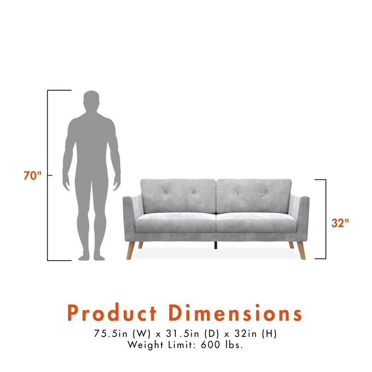Gloria 75.5'' Velvet Square Arm Sofa