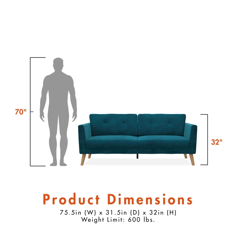 Gloria 75.5'' Velvet Square Arm Sofa