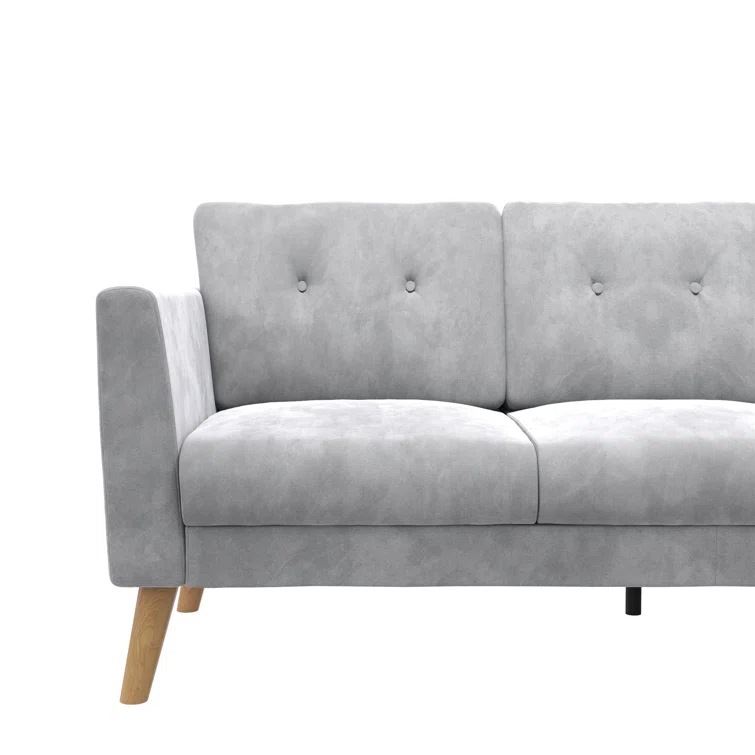 Gloria 75.5'' Wide Velvet Reversible Sofa & Chaise with Ottoman