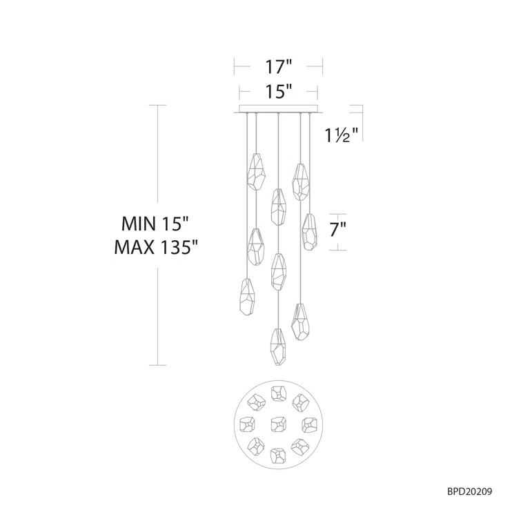 Martini 9 Light LED Multi-Light Pendant