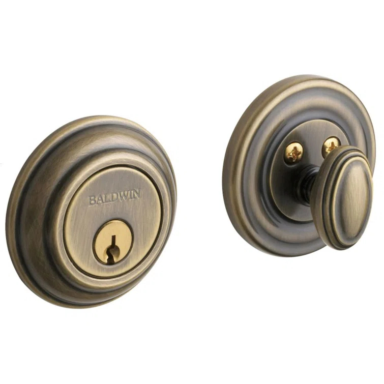 Satin Brass & Black Round Universal Handing Deadbolt Lock