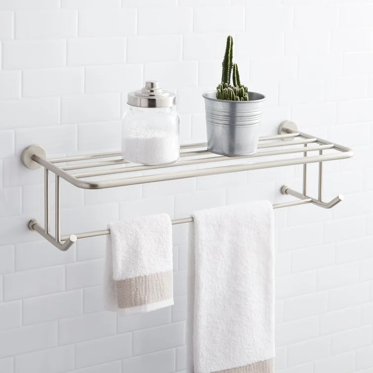 Signature Hardware 296447 Ceeley Collection Wall-Mount Towel Rack with Shelf