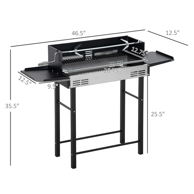 BBQ Rotisserie Grill Roaster, Charcoal Split Roaster for Chicken, Turkey with 3-Level Grill Grate
