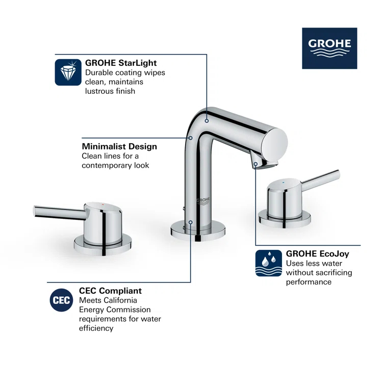 Concetto™ Mid-Arc Widespread Bathroom Faucet with Drain Assembly