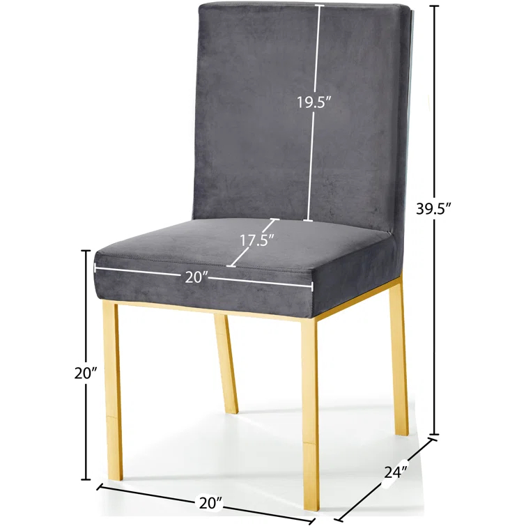 Meridian Furniture Opal 20"H Velvet Dining Chair in Gray (Set of 2)