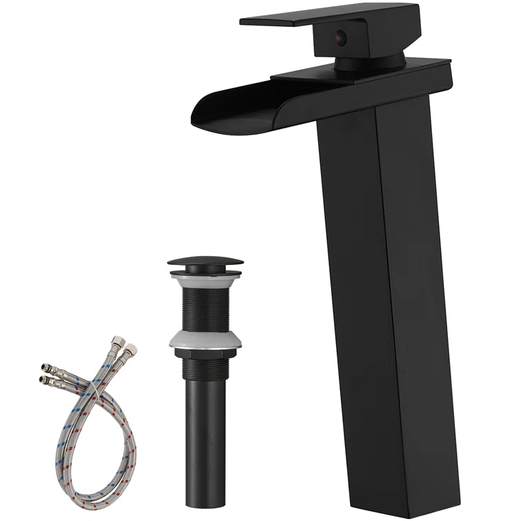 VIBRANTBATH 6009H-Black Vessel Sink Faucet Single-handle Bathroom Faucet with Drain Assembly