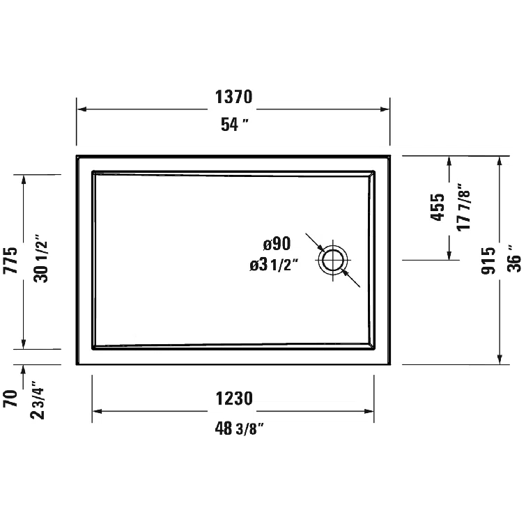 Architec 36" W x 60" D Single Threshold Shower Base