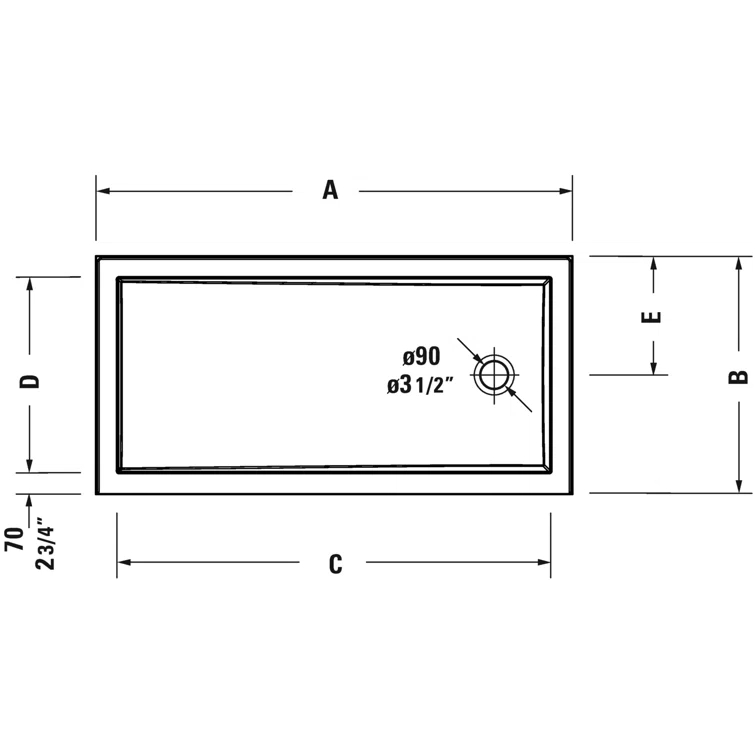 Architec 36" W x 60" D Single Threshold Shower Base