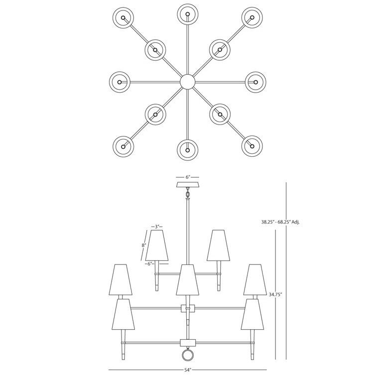 Ventana 12 - Light Fabric Tiered Chandelier