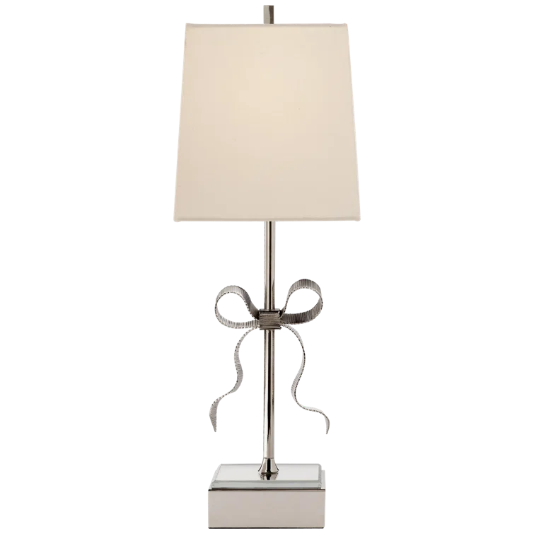 Ellery Polished Nickel Outdoor Table Lamp with Cream Shade