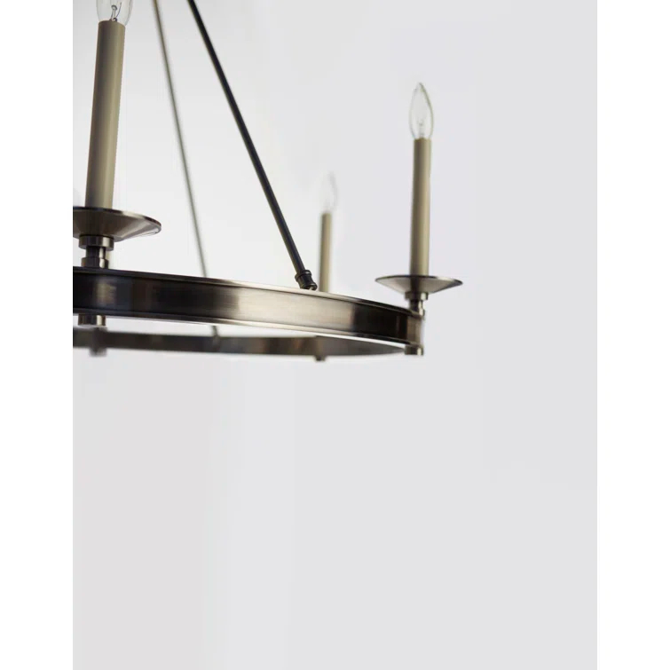 Regal Bronze Crystal Candle 6-Light Chandelier, 22" H x 27" W